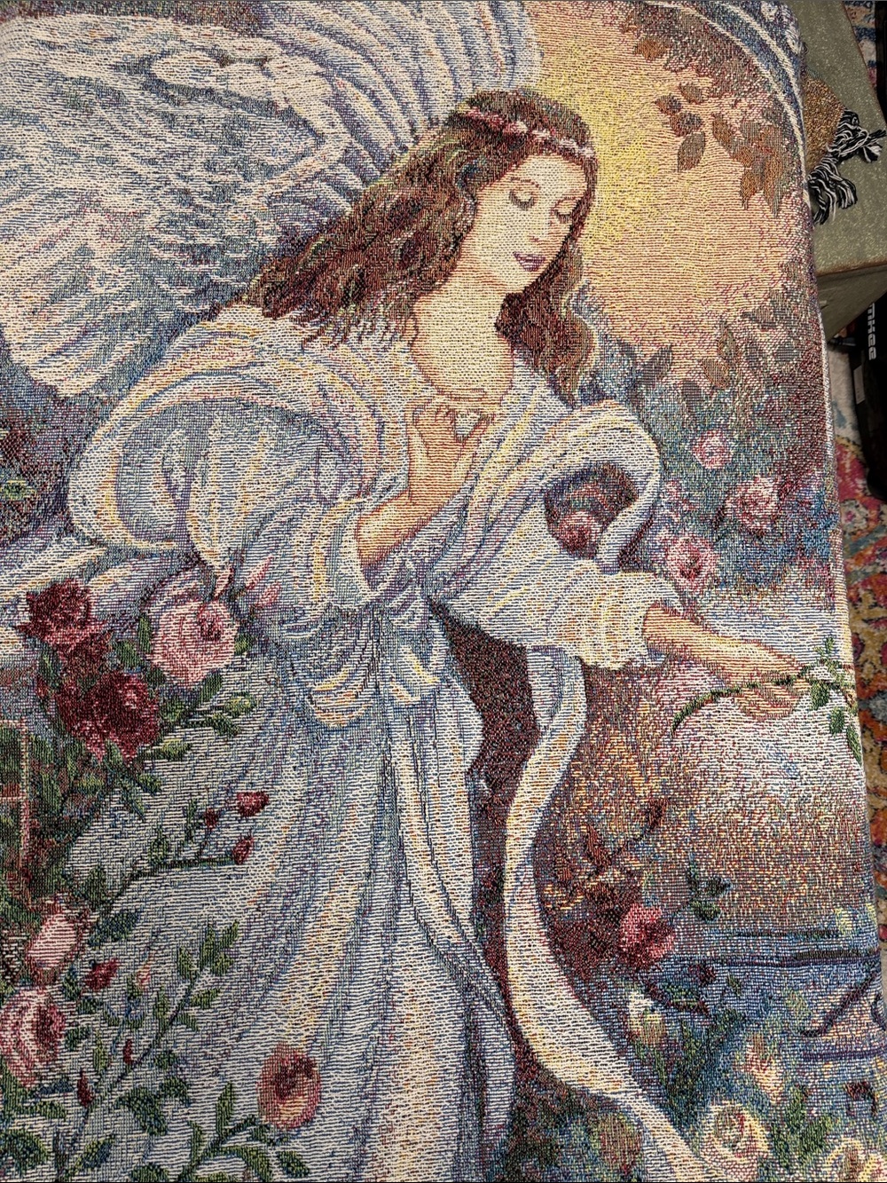 Angel of Love, Lena Liu Woven Made in USA Cotton Tapestry Blanket NEW With Tag